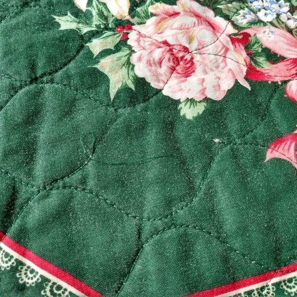 Vintage Quilted Placemats Pink Rose Green Set of 5 Handmade Dining Place Mats - Picture 10 of 16